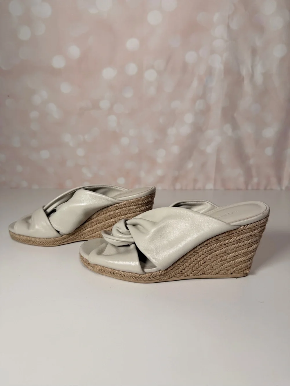 VINCE. Cream Espadrille Wedge Sandals